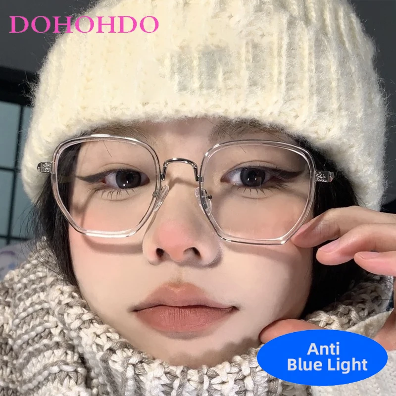 

New Luxury Brand Design Metal Frame Square Eyeglasses Men Women Fashion Classic Computer TR90 Anti Blue Light Eyeglasses Unisex