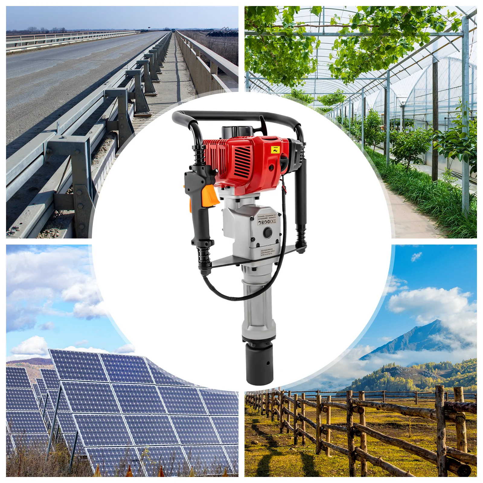 

Бензиновый 2-тактный двигатель 52 куб. см, бензиновый молот для забивания Т-образных столбов, молот для забивания свай, втулка 5-70 мм, удобная рукоятка для забивания ограждений и колышков