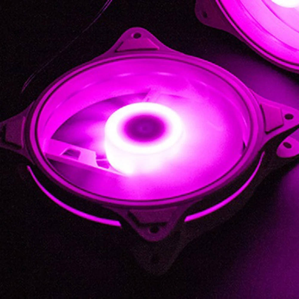 12Cm Cooling Fan Aperture Inside and Outside Light Pink LED Silent High Wind Volume Computer RGB Cooling