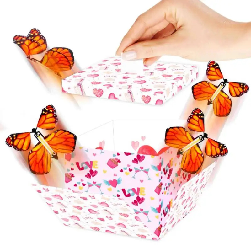 

Festive Butterfly Explosion Gift Box Valentines Day Surprise Jumping Box Fits Lovers Anniversary Day Kids Birthday Creative Gift