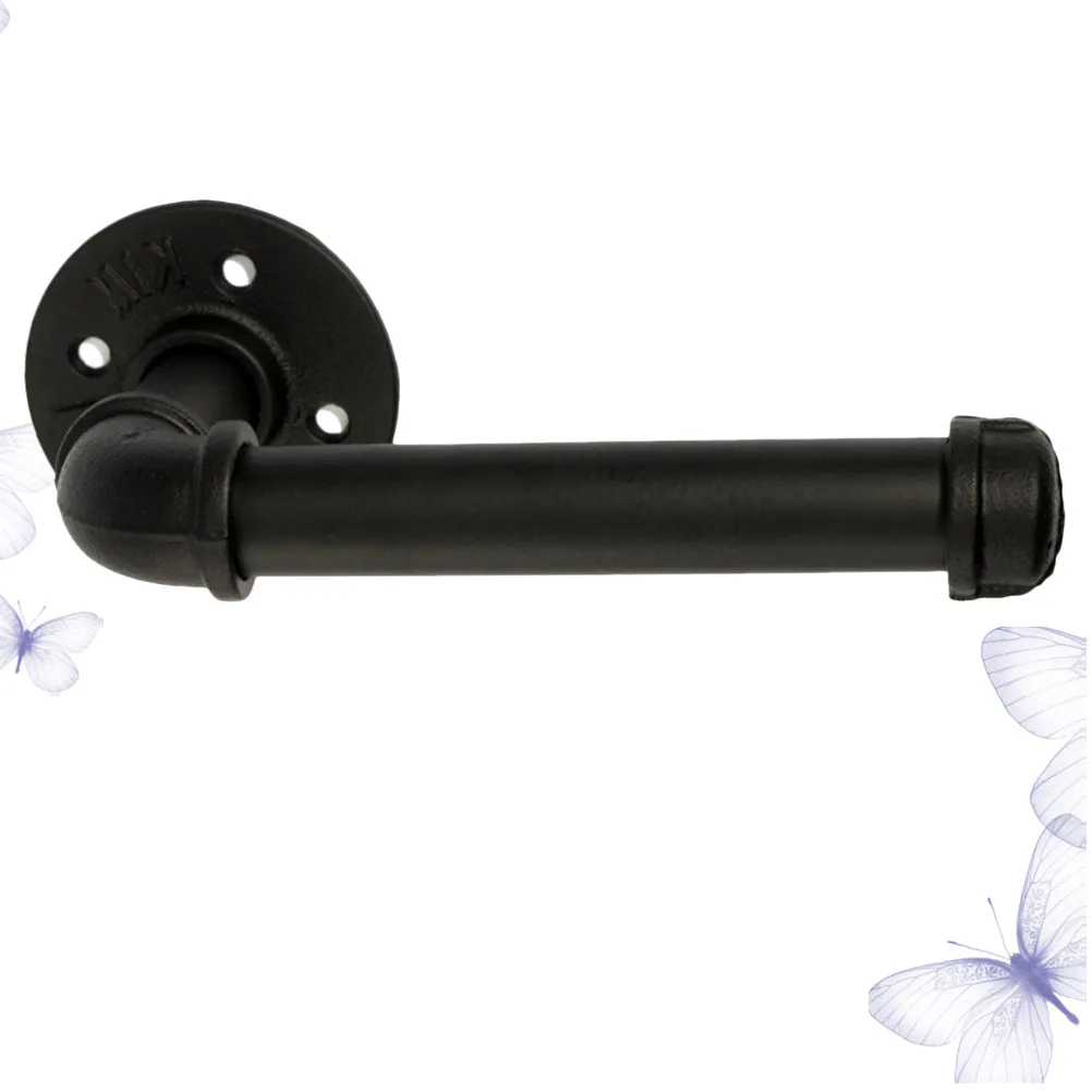 Black Iron Retro Wall Mount Tissue Holder Strong Roll Paper Rack Space Saving Bathroom Accessory for Regular Size Paper Rolls