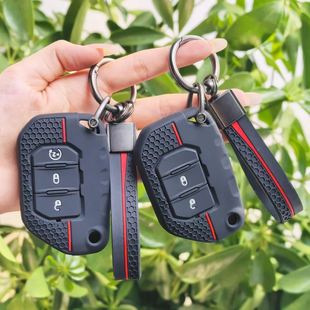 Soft Silicone Key Shell Fob Holder Cover Remote Protector Case for Jeep Wrangler JL TJ Gladiator JT 2018-2025 Keychain Protector