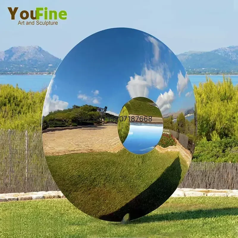 Wmwmnu Stainless Steel Sky Mirror Sculpture 200cm Outdoor Garden Landscape Art Polished Round Decor for Villa Hotel Patio