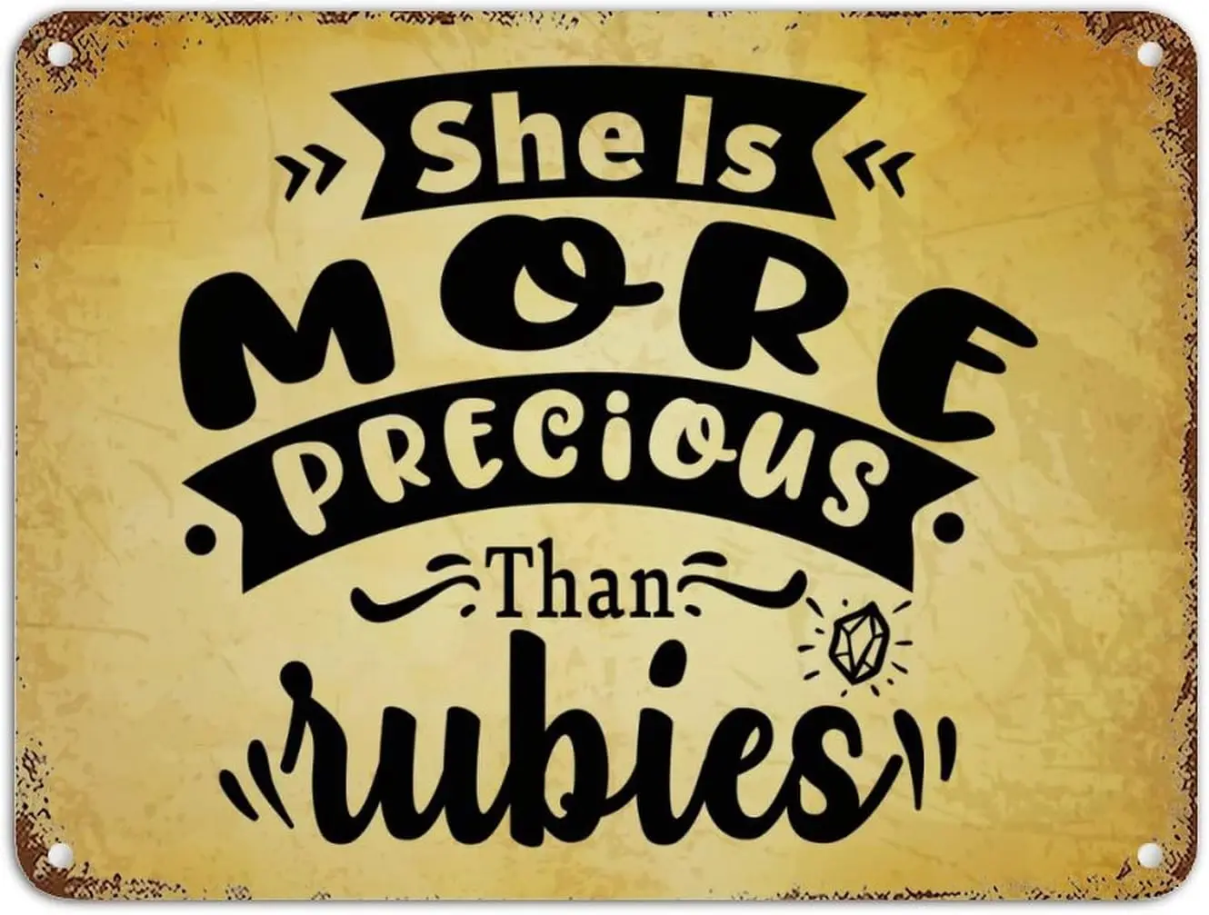 Religiöse Zitate, schicke Vintage-Metallschilder, inspirierendes Aluminiumschild „She is More Precious Than Rubies“, Retro-Plakette