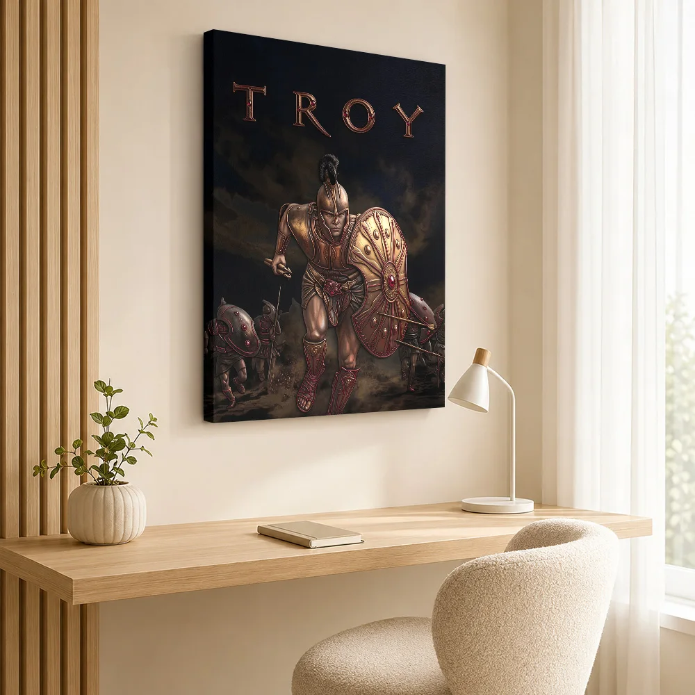 Troy Movie Warrior Canvas Poster Customized Photo Vintage Movie Wall Paintings Decoration for Home Theater Gift for Collectors