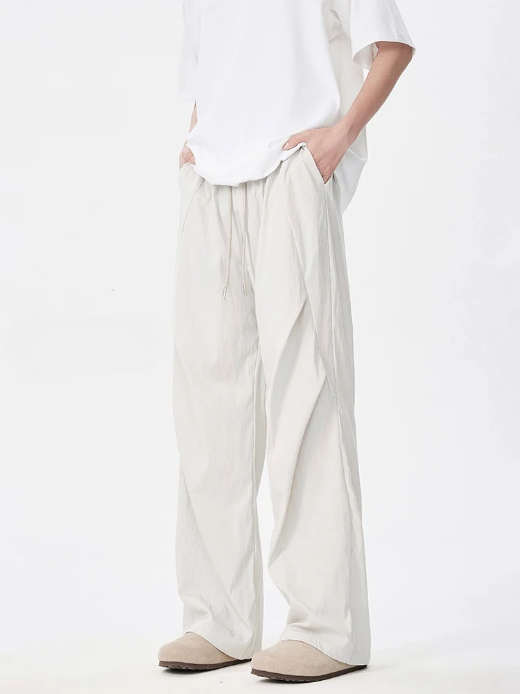 

Qui Dry Casual Men's Pants American Vibe Autumn Spring Outdoor Leisure Wide Leg Folded Soldier Pants Breathable Straight Tube