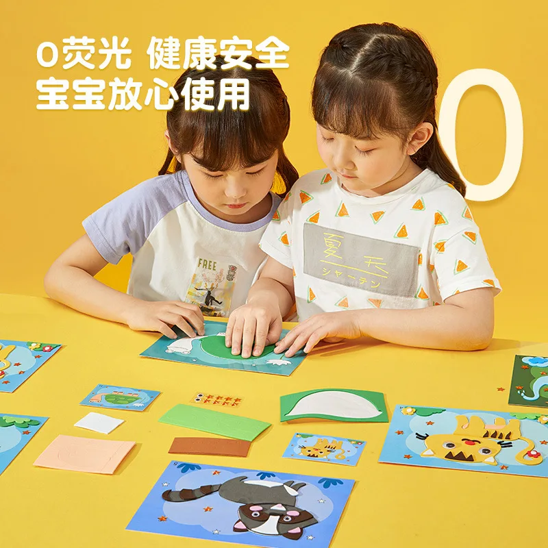 12Pcs DIY Creative Cartoon Animal 3D EVA Foam Sticker Puzzle  Handmade Early Learning Educational Toys for Children Gift