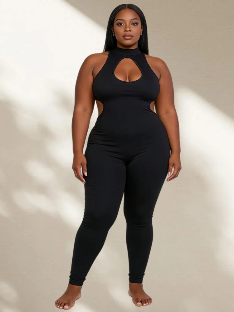 

Wmstar Jumpsuit Women Wholesale Sexy Comfortable Women's Suit Hollow Out V Neck Fitted Long Sleeved Top and Tight Trousers