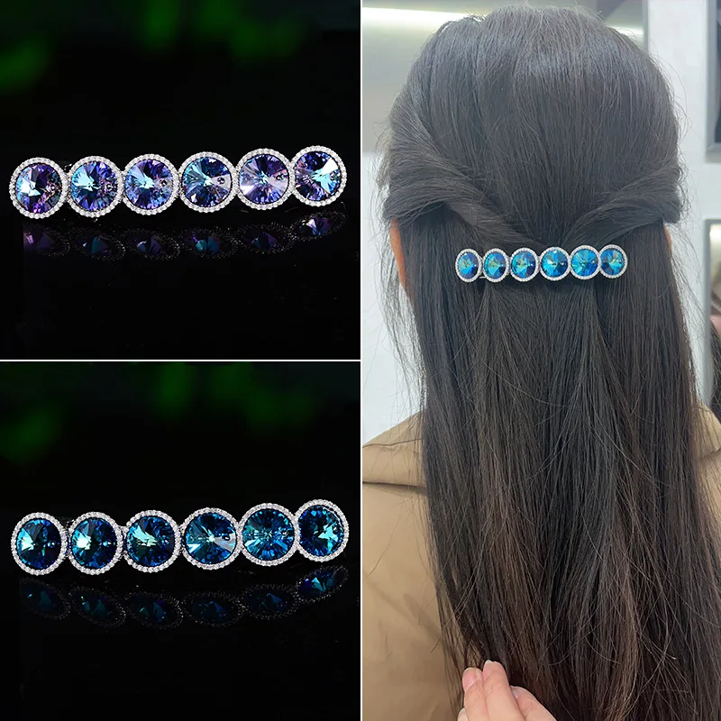 High-grade Micro-inset Zircon Spring Clip Women's South Korea Instagram Clip Headwear Cross Ponytail Non-slip Hair Clip