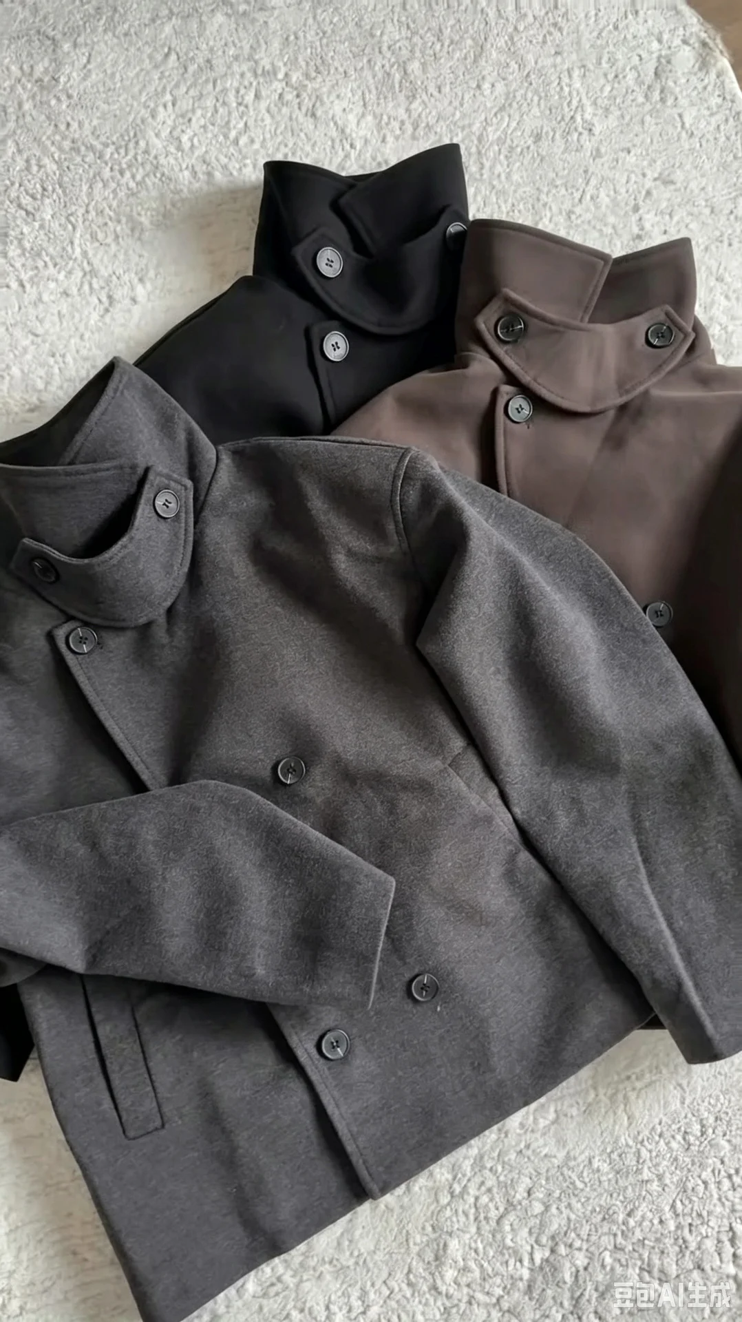 Elegant Women's Woolen Coat Vintage Buttoned Belted Slimming Short Chic Autumn Winter Commute Style Large Size