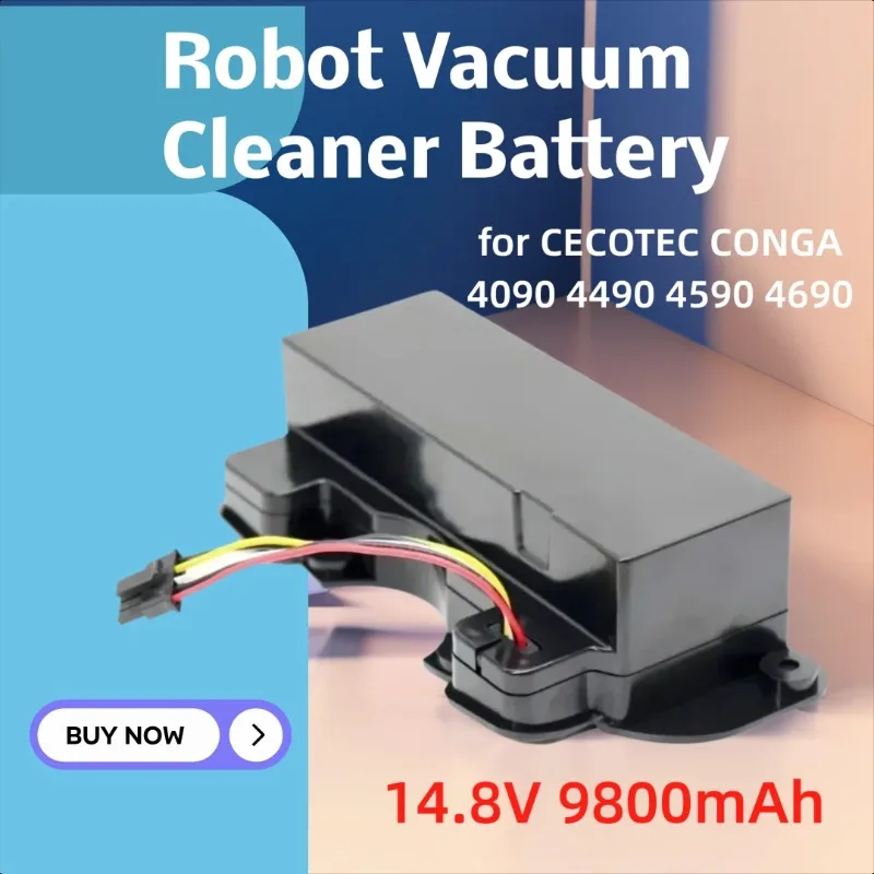

14.4V/14.8V 9800mAh Robot Vacuum Cleaner Battery 18650 for CECOTEC CONGA 4090 4490 4590 4690 Battery Spare Parts