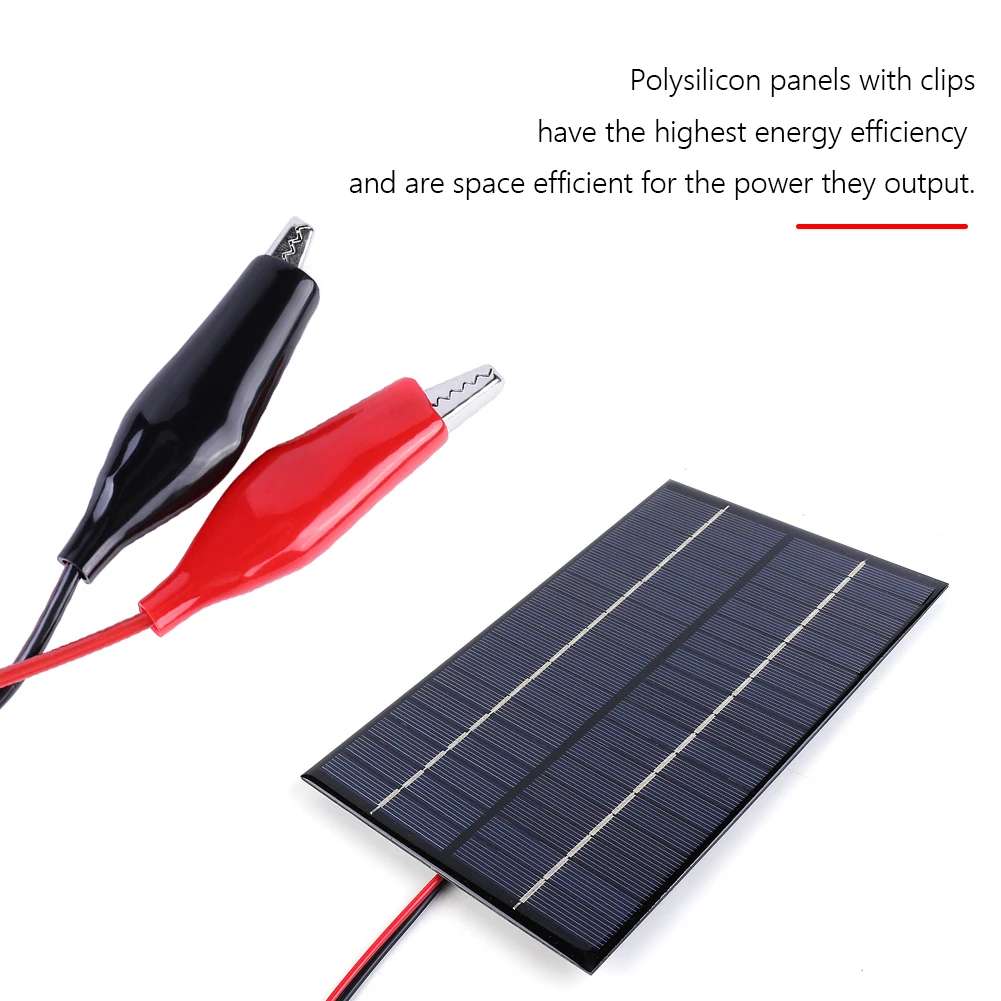 8W 18V Portable Solar Panel with Clip Mini Small Solar Panel Module DIY Polysilicon Solar Epoxy Cell Charger for Outdoor Camping