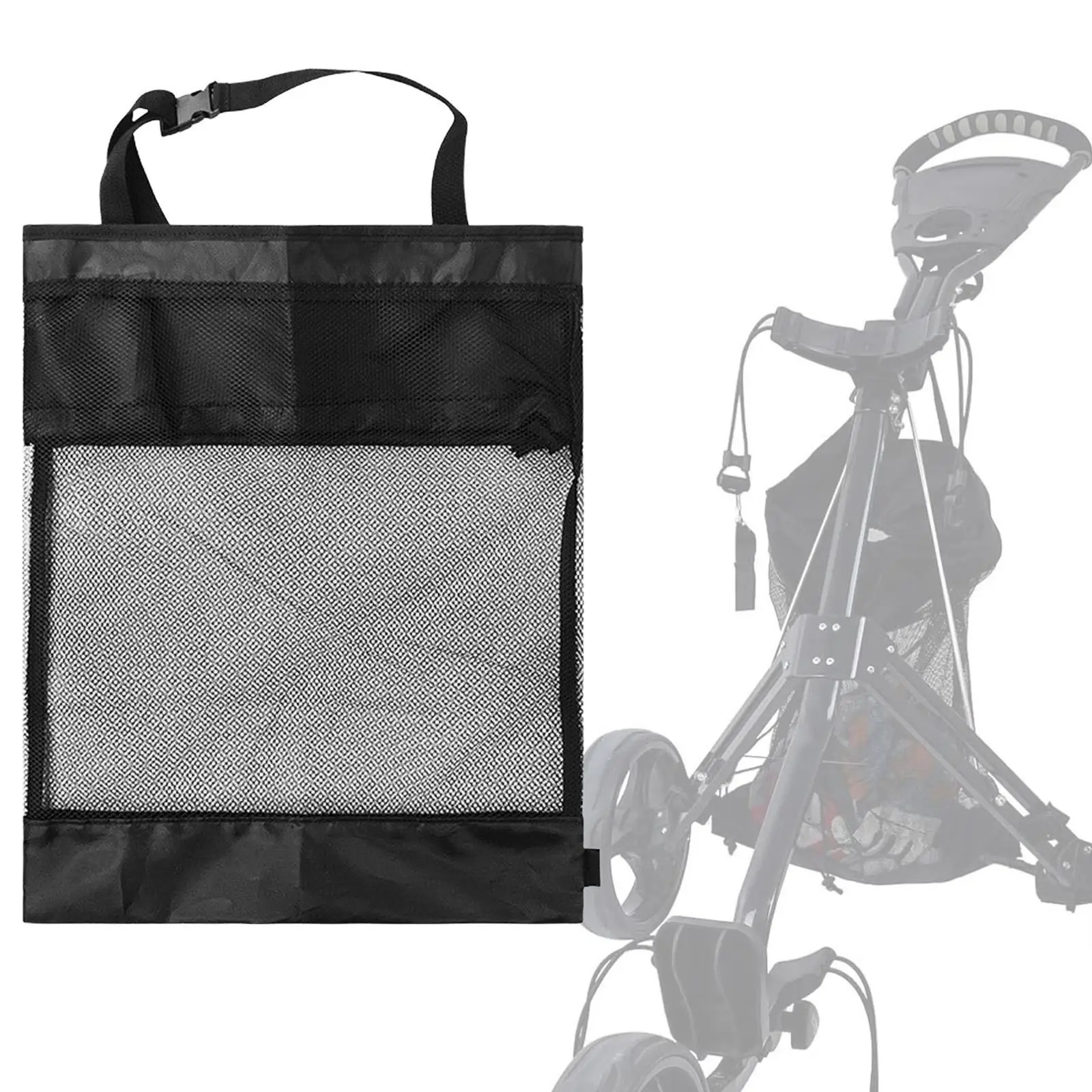 Golf Push Cart Storage Bag,Mesh Organizer,Umbrella Shoes Holder Net Mesh Basket for Outside