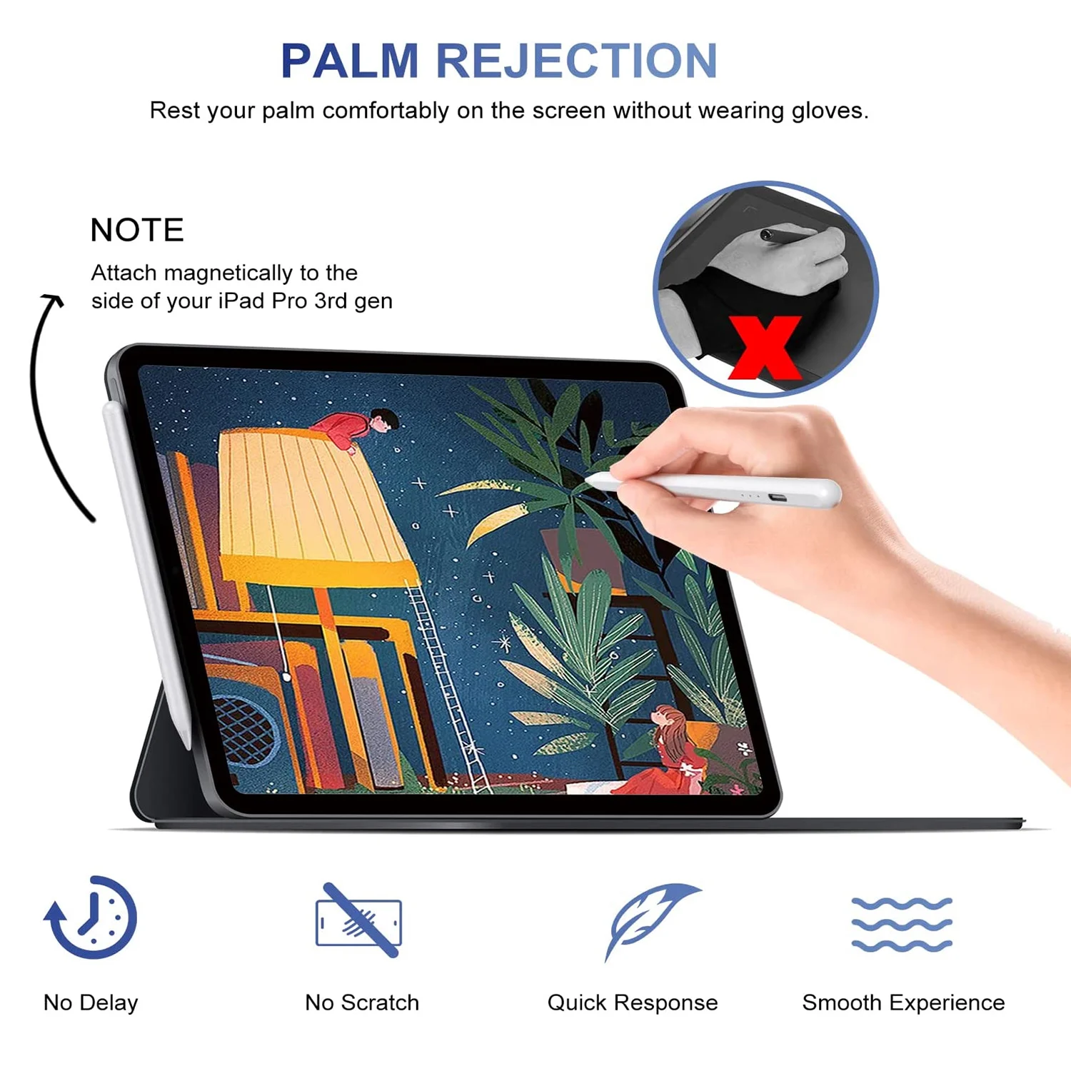 

For iPad Pencil 2024 Air 6 M2 Pro M4 Stylus Pen with Palm Rejection Tilt,for iPad Pro 11 12.9 Air 4/5 7/8/9/10th mini 5 6 Tablet