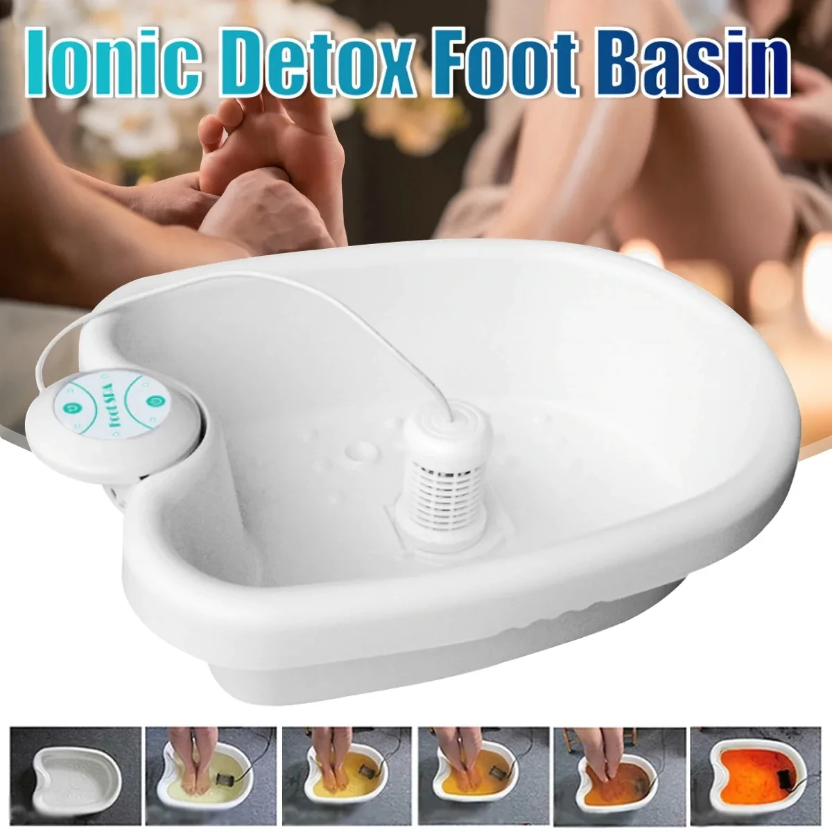 Bañera de desintoxicación iónica para pies, masajeador de pies para desintoxicación iónica, limpieza profunda, masaje relajante para los pies, bañera para remojar los pies