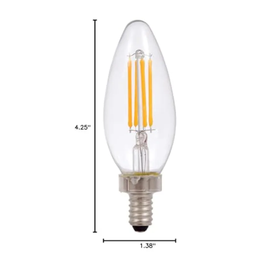 Sylvania LED TruWave Natural Series Décor B10 Chandelier Light Bulb, 40W Equivalent Efficient 4W, Candelabra Base, Dimmable, 35