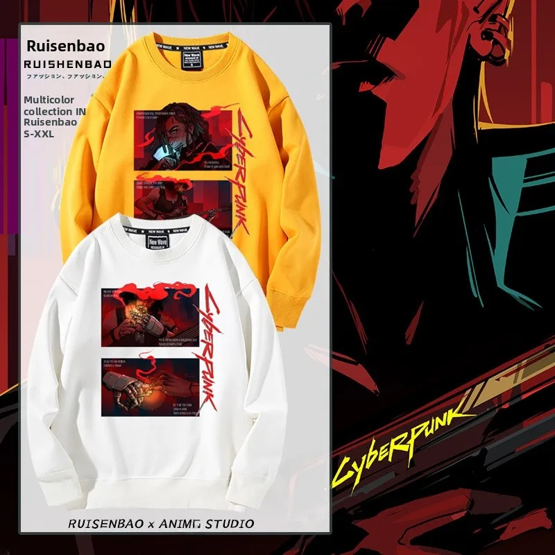 

2077 Johnny Silverhand round Ne Sweatirt Men's Spring Autumn Loose Versatile Comfortable Cotton Polyester Blend