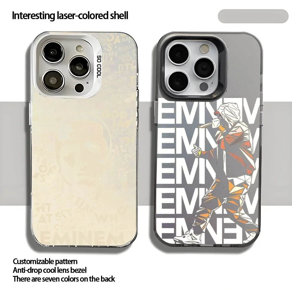 

Rap Singer Eminem Phone Case Fashion Case For IPhone 16 15 14 Plus 13 12 11 Pro Max X Xs XR 8 7 Matte Colorful Silver Hard Cover