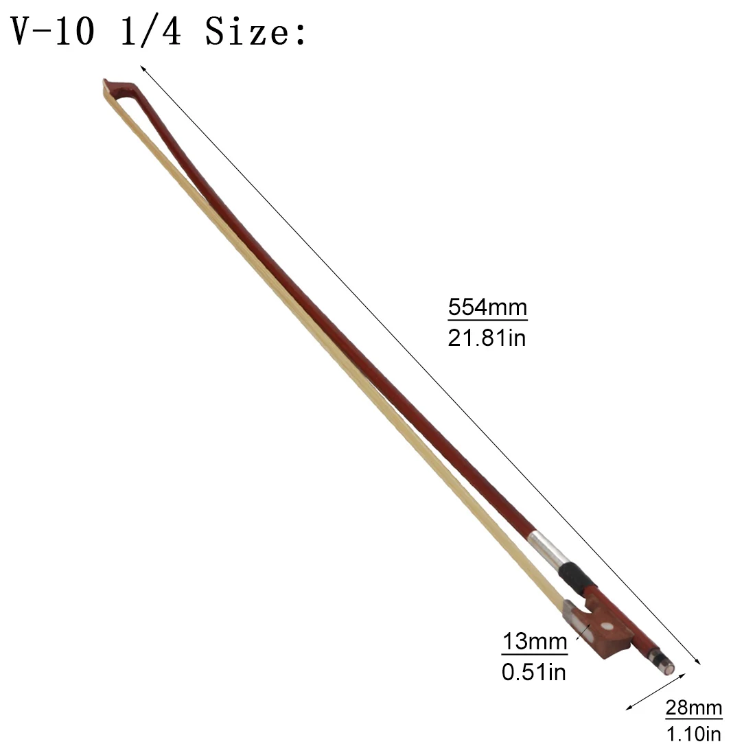 3/4 1/4 1/2 1/8 Jujube Wood Frog Violin Bow, White Horse Hair Fiddle Violin Bow Stringed Instruments Violin Accessories