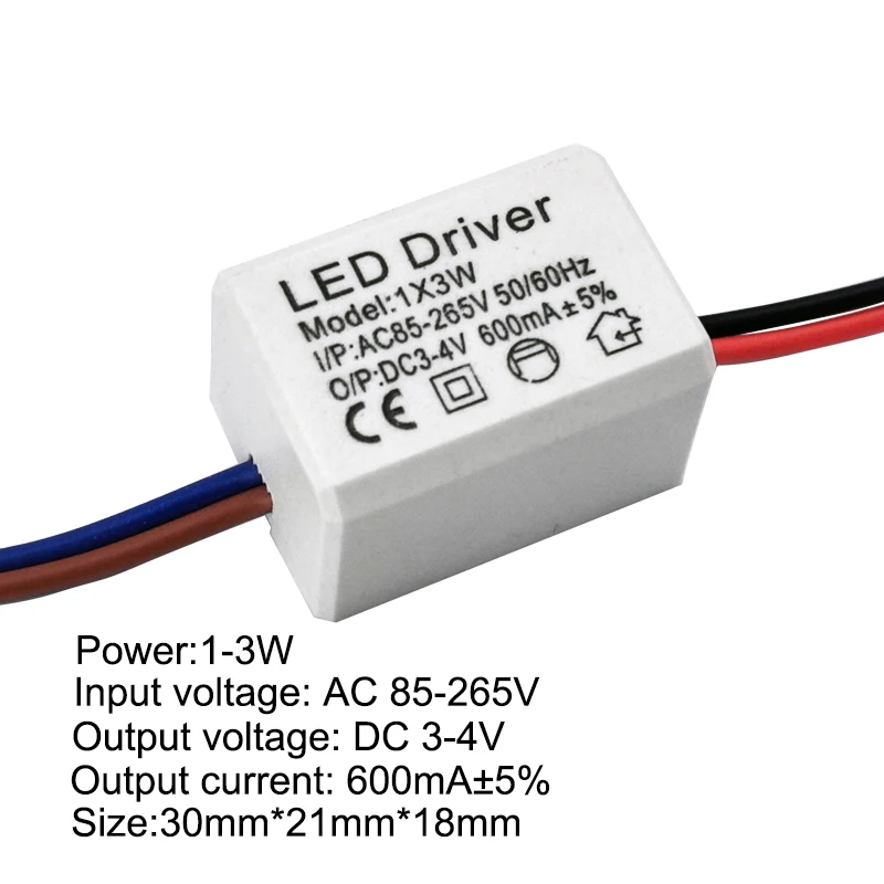 LED driver power supply 1-3W Input voltage AC85-265V to DC3-4V Output curren 600 mA±5% Used for repairing desk lamp bulbs