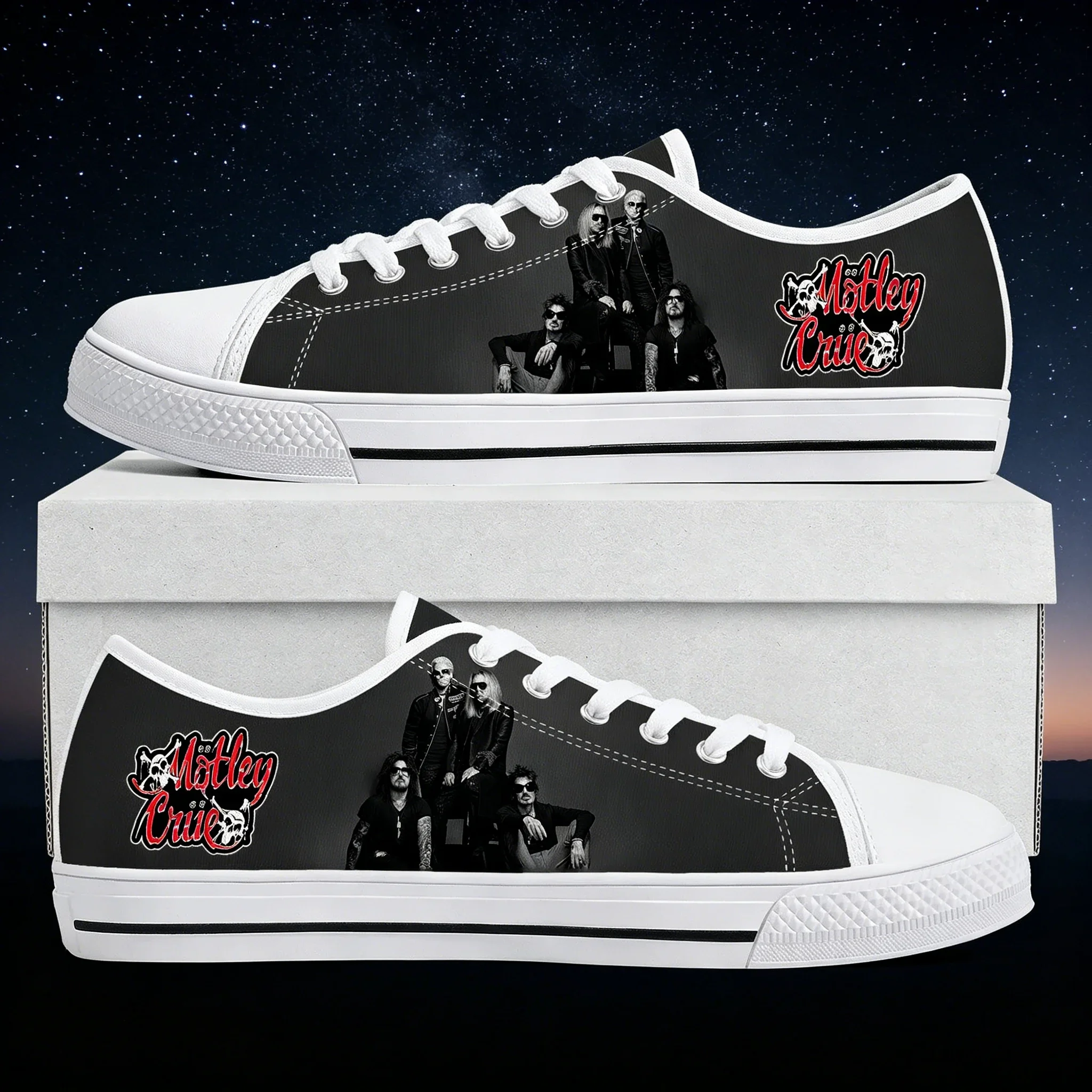 Zapatos casuales con estampado vintage de metal de los años 80, zapatillas de lona planas cómodas y unisex a la moda