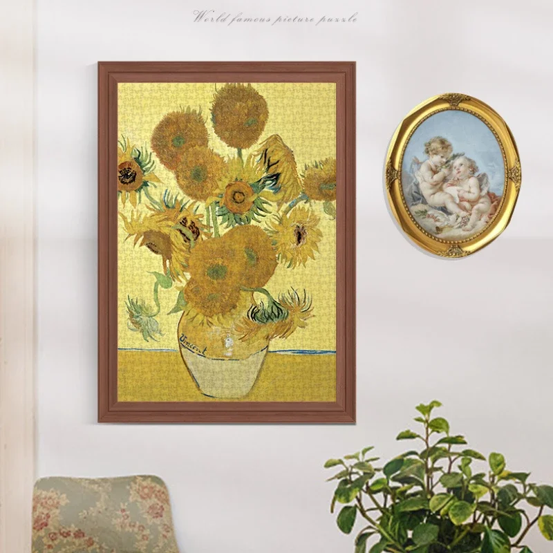 MaxRenard 10*15cm 150 Pieces Jigsaw Puzzle Van Gogh The Sunflowers Paper Assembling Painting Art Puzzles Toys for Adults Gifts