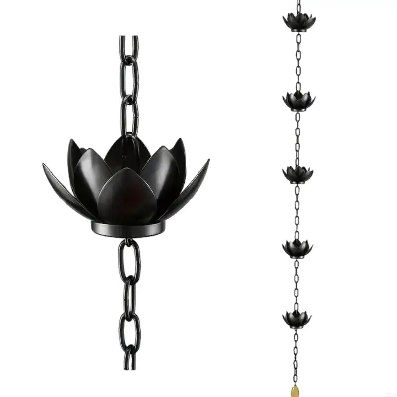 

77JF Flower Rain Chain for Gutters with Adapter Flower Rain Chain Cups Gutter Downspout Water Home Display Adjustable