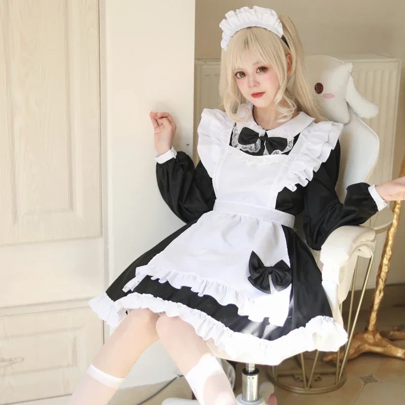 Japanese anime kawaii maid dress women plus size Gothic Lolita Halloween Swett lace coffee waitress princess party stage outfits