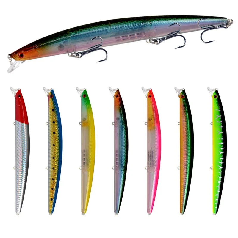 Big Long Fish Minnow Sea Fishing Lure, 3D Eyes, Strong Hooks Lures for Sea Fishing, Best Selling, 18cm, 24g, 1Pc