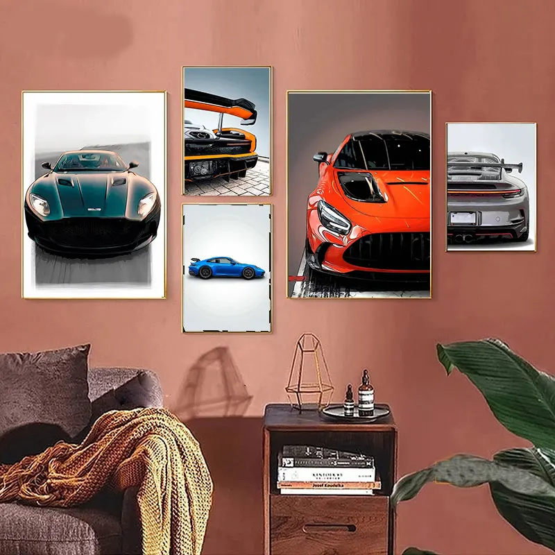 

Modern Luxury Sports Car Tail Light Poster Racing Illustration Supercar Canvas Painting Club Wall Art Living Room Decor Gift