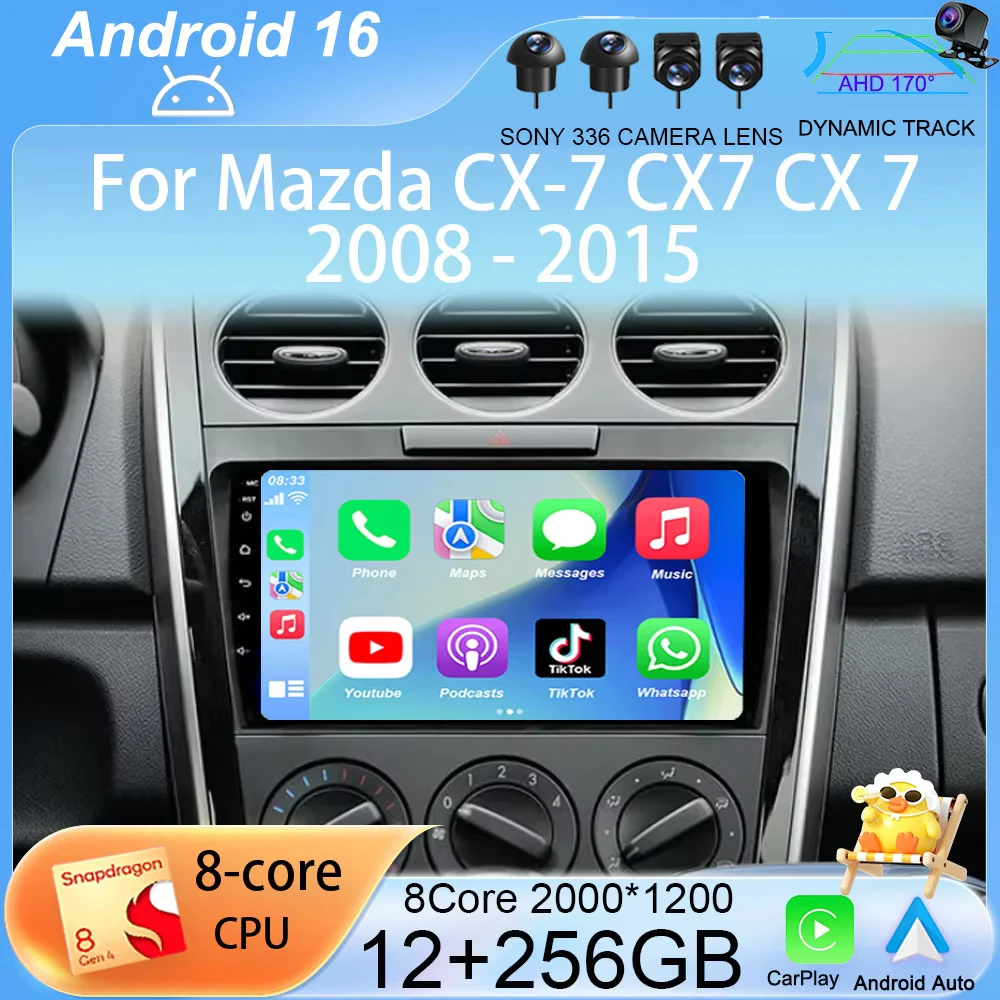 

Автомагнитола Android 16 для Mazda CX-7 (2008-2015) с GPS-навигацией, беспроводным CarPlay и Auto, мультимедийный видеоплеер