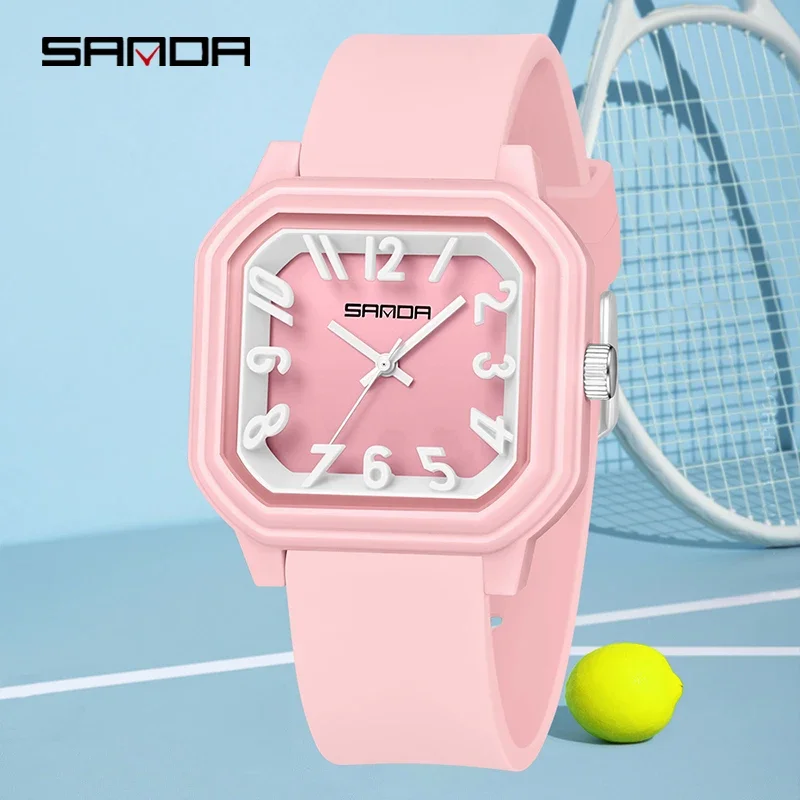 SANDA Casual Women Watch Fashion Square Simple Womens Watches Waterproof Lady Quartz Wristwatch Analog Watch for Woman Teenagers