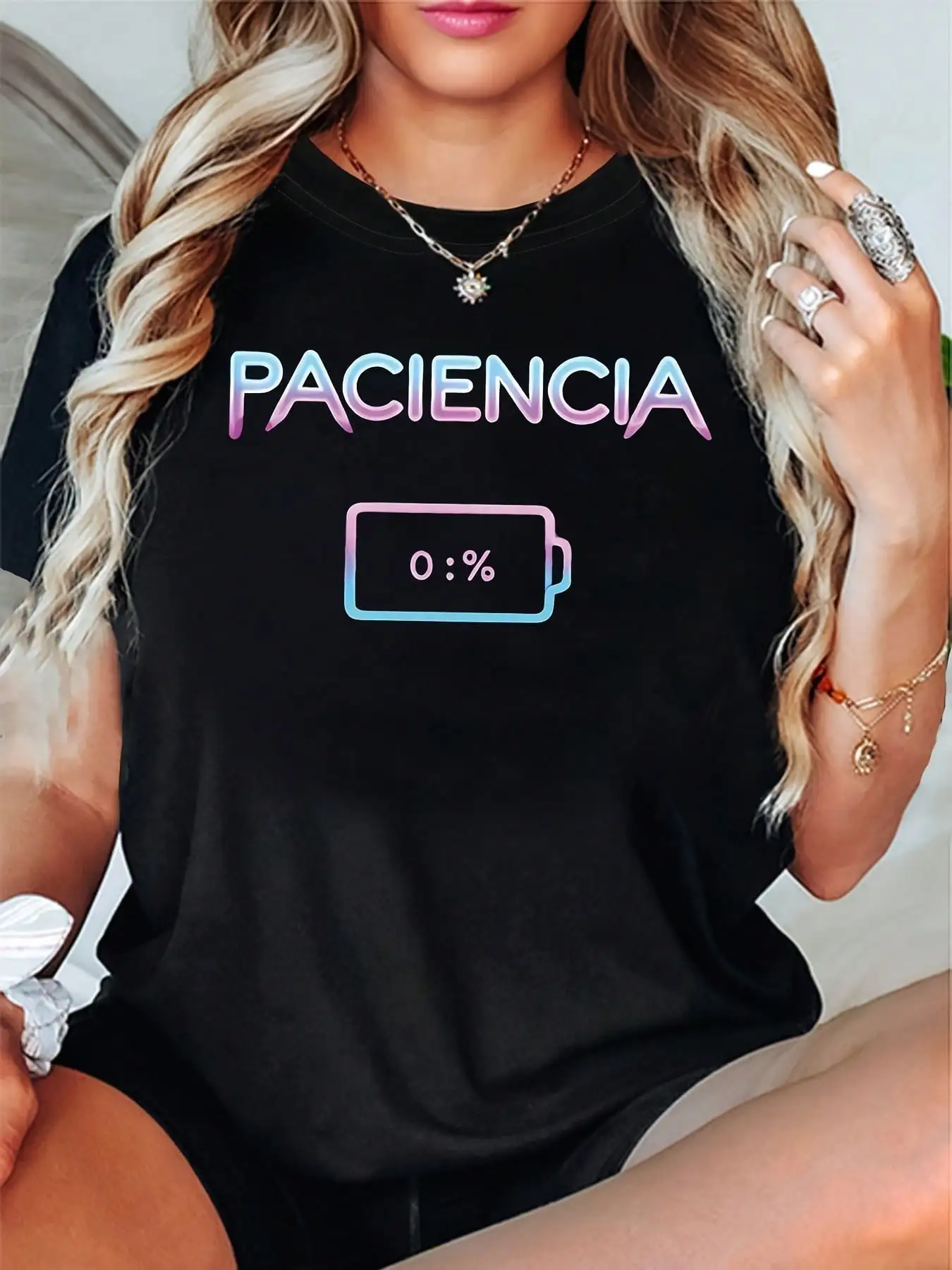Spanish Patience Print T-Shirt Women'S All Seasons Short-Sleeve Crew-Neck Casual T-Shirt, Daily Outing