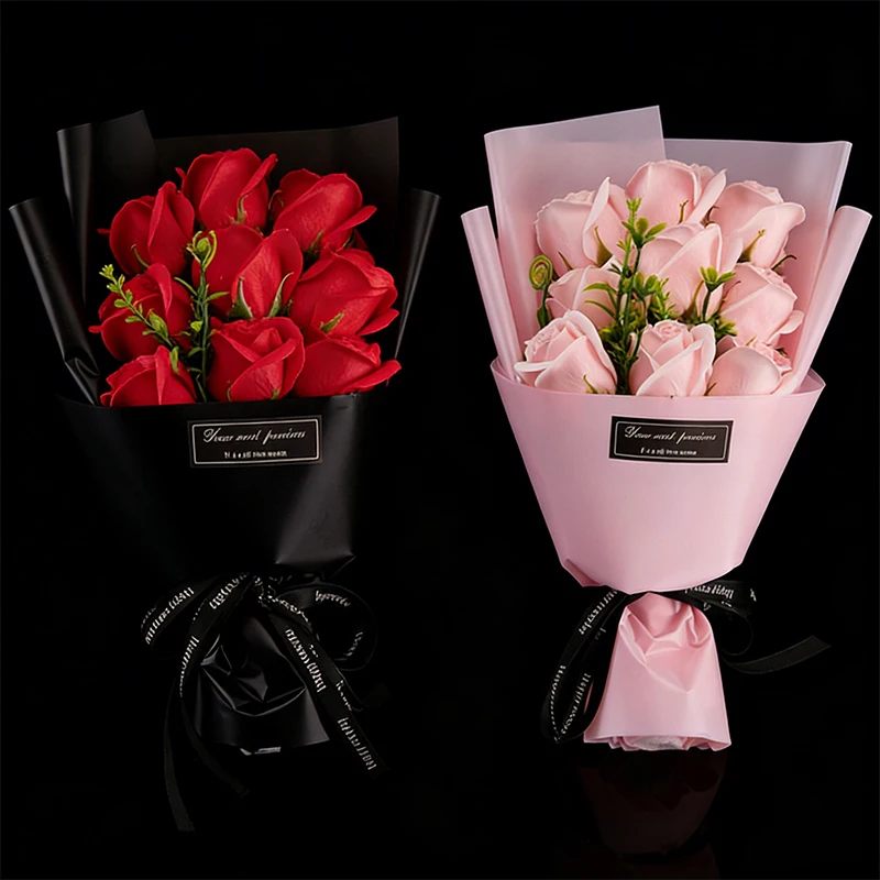 1/2 Stück Rosen-Kunstblumenstrauß, 28 cm, künstliche Blumen für Hochzeit, Brautdekoration, Valentinstag, Partyzubehör, Geschenkdekoration – Detail 2
