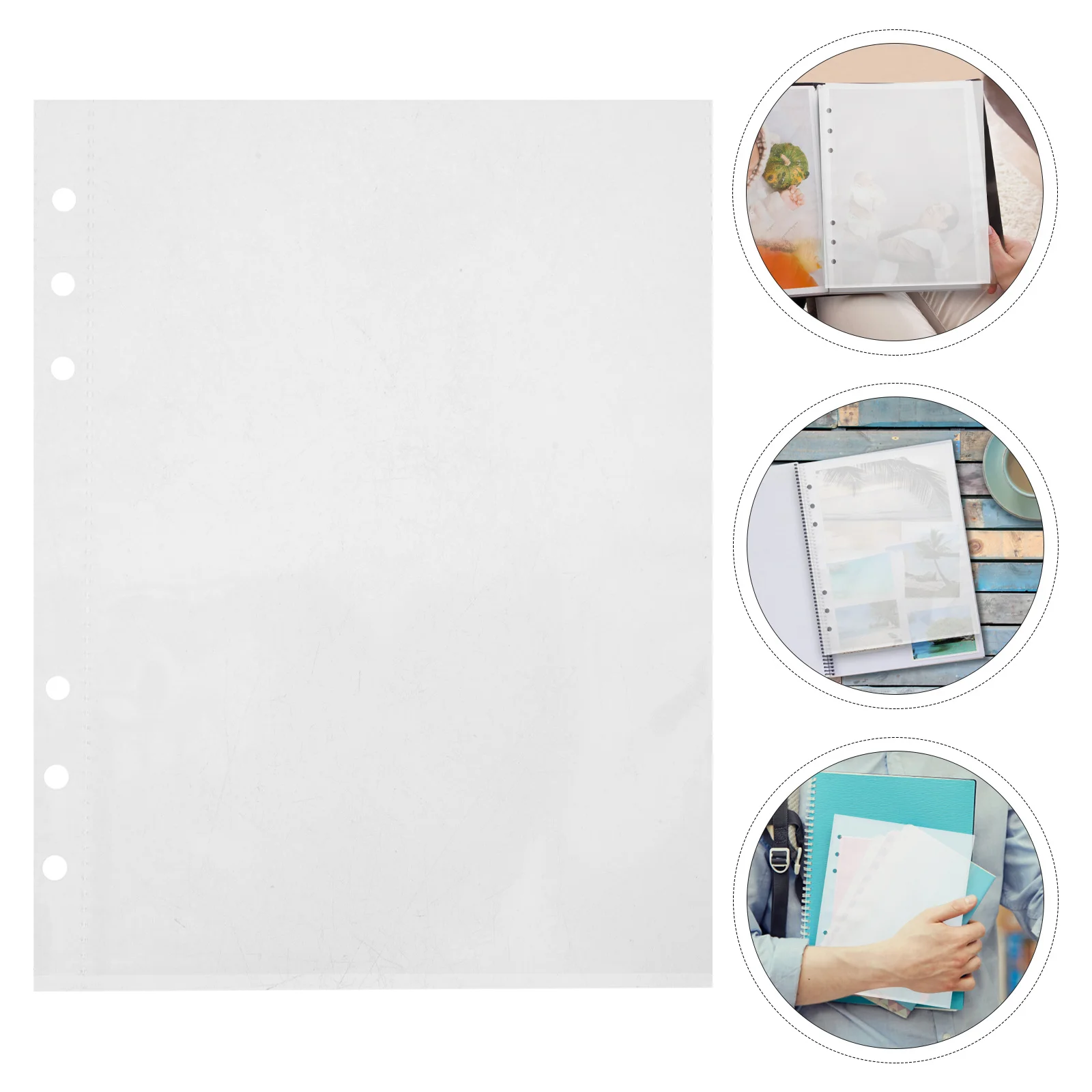 

50Pcs A5 Clear Binder Sleeves Plastic Page Protectors with Double-Sided Pockets 6 Ring Compatible for Photo Albums Recipe Cards