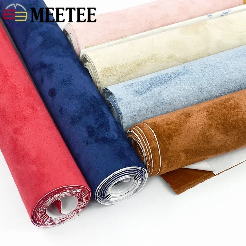 Meetee Car Interior Suede Self-adhesive Fabrics Decor Synthetic Leather Velvet Elasticity Repair Patch Stickers Cloth Patchwork