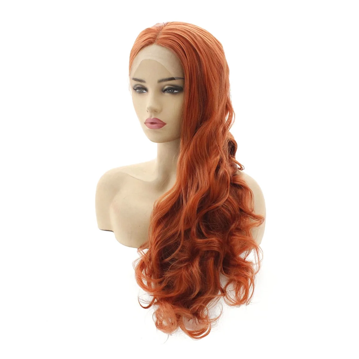 14 Inches Lace Front Wig Kinky Straight-Human Hair Feeling Synthetic Wig Natural Long Wavy Roll Wig