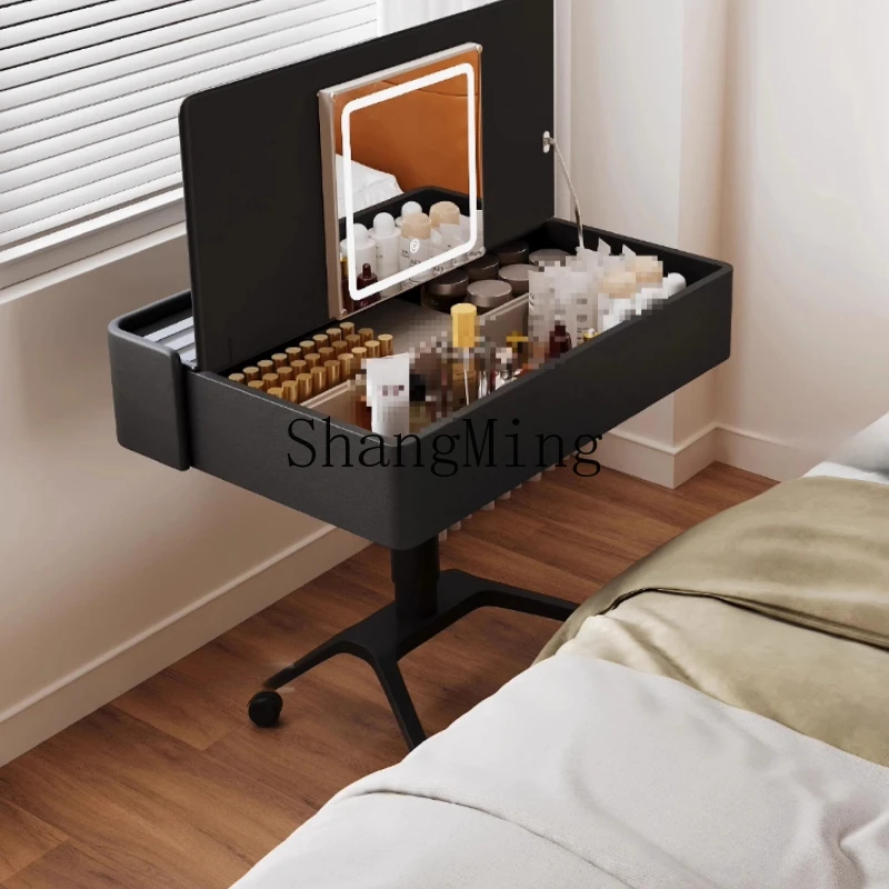 

ZYY removable lifting dresser storage integrated solid wood flip simple modern wheeled makeup table
