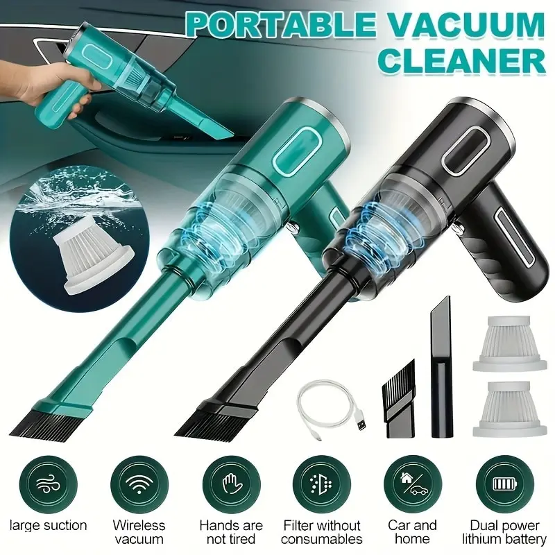 Portable Car Vacuum Cleaner 120W Rechargeable Handheld Automotive Powerful Cleaning  Machine Mini Wireless Hand held Cleaner