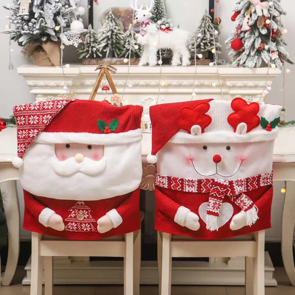 

Chair Cover for Festive Occasions Non-toxic Chair Cover Festive 3d Santa Claus Chair Table Covers Cartoon for Christmas