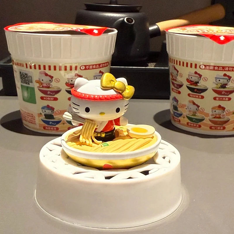 Hello Kitty Ramen Shop Series Bobble Cute Bean Blind Box Mini Figure Desktop Ornament Trendy Play Toy Surprise Gifts for Girls view 5