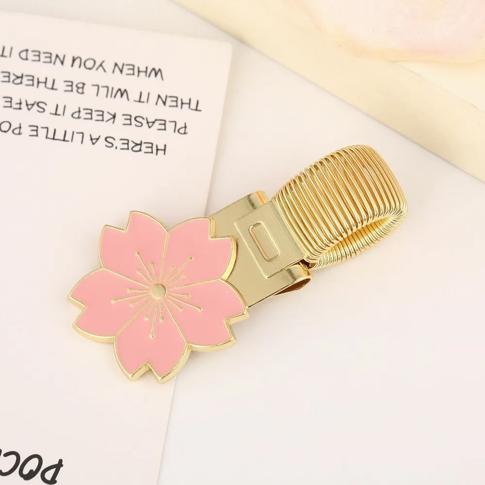 Metal Flower Pen Holder Bookmark with Enamel Coating Spring Pen Clips Fixed Stationery Useful Pen Loop Holder