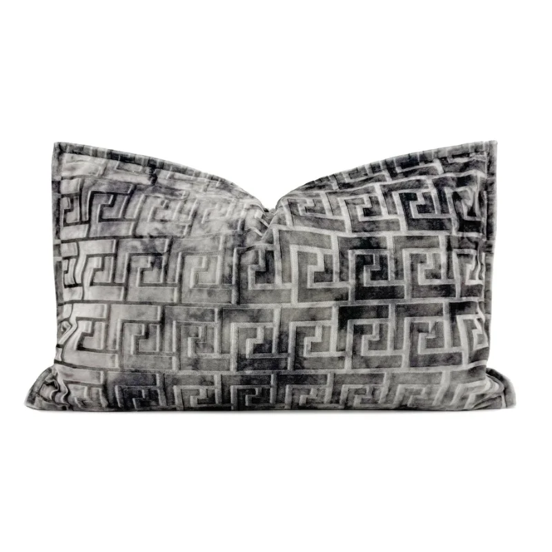 Gray Color Pillows 3D Velvet Jacquard Cushion Case Retro Classical Decorative Pillow Cover For Sofa Chair Home Decorations
