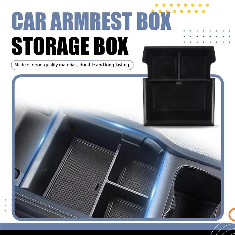 دائم-ل BYD Atto 3 Yuan Plus 2022-2023 اكسسوارات السيارات سيارة مركز وحدة التحكم صندوق تخزين مسند الذراع صندوق صينية تخزين أسود