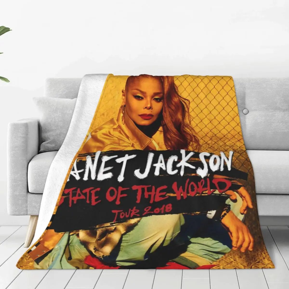 Janet Jackson Warm Soft Blanket Music Singer Album Travel Office Throw Blanket Winter Printed Flannel Bedspread Sofa Bed Cover