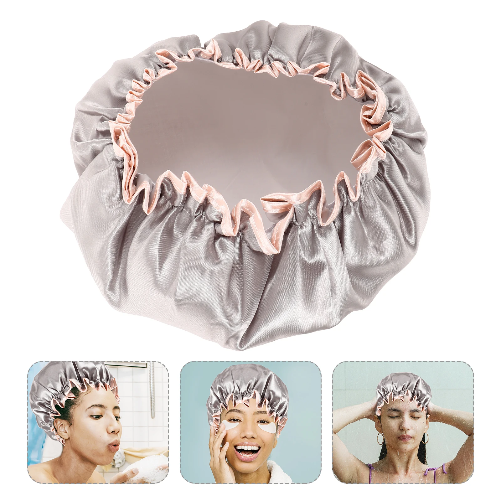 

Waterproof Bath Cap for Women Reusable Large Hair Shower Hat Elastic Light Fit All Sizes Gift Braids Curls for Women