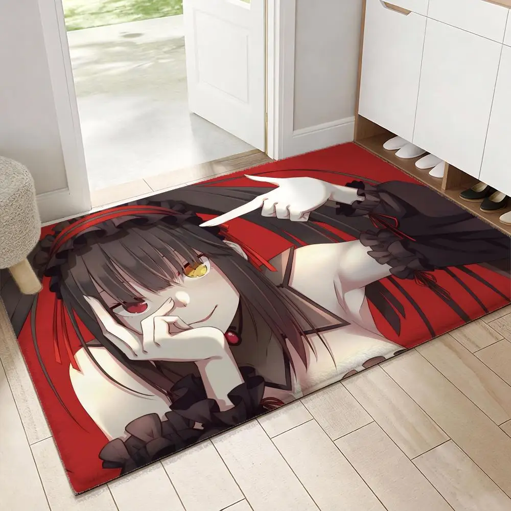 Tokisaki k-Kurumis Anime Floor Mat Soft Thickened Flannel Door Mat Non-Slip Living Room Rug Home Decor