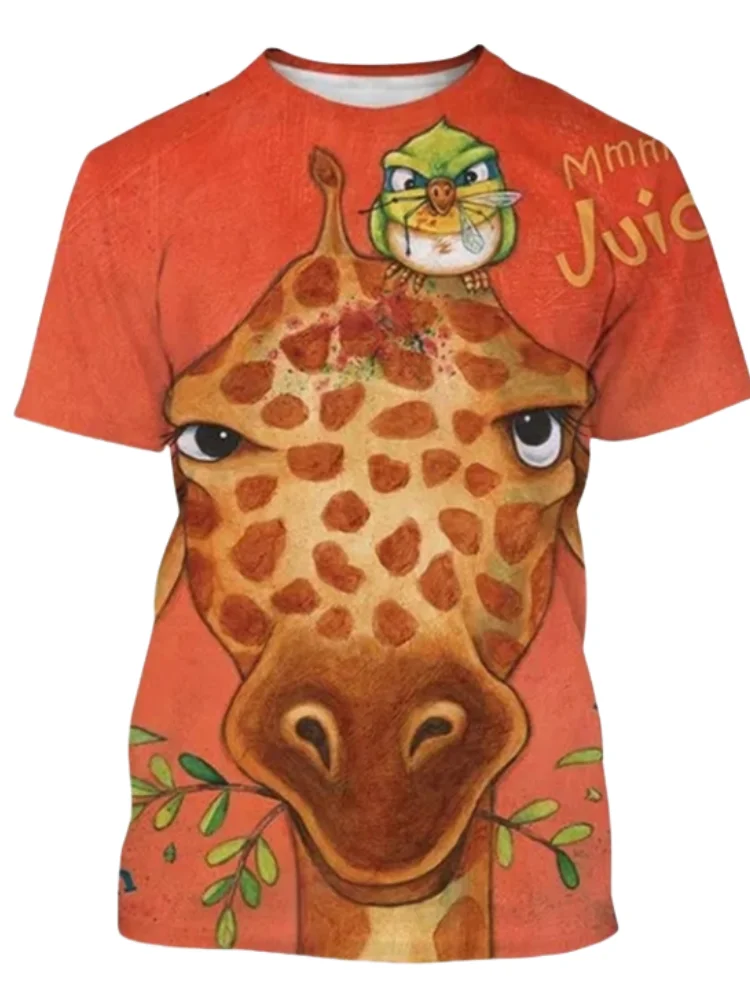 

Clothes for Man New Funny Giraffe Animal 3D Printed Tops Summer Outdoor Fashion Design Wind Large Size Casual Men's T-Shirt