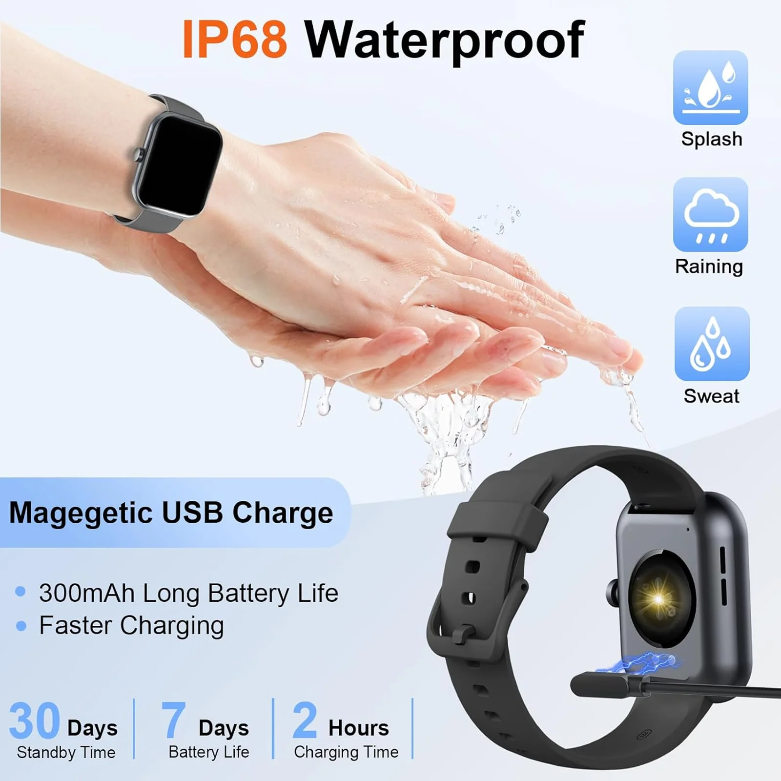 Y66 Smartwatch 2025 mit Bluetooth 5.3 Anrufbe Responsung – 1.96 بوصة HD Touch، 110+ Sportmodi، IP68