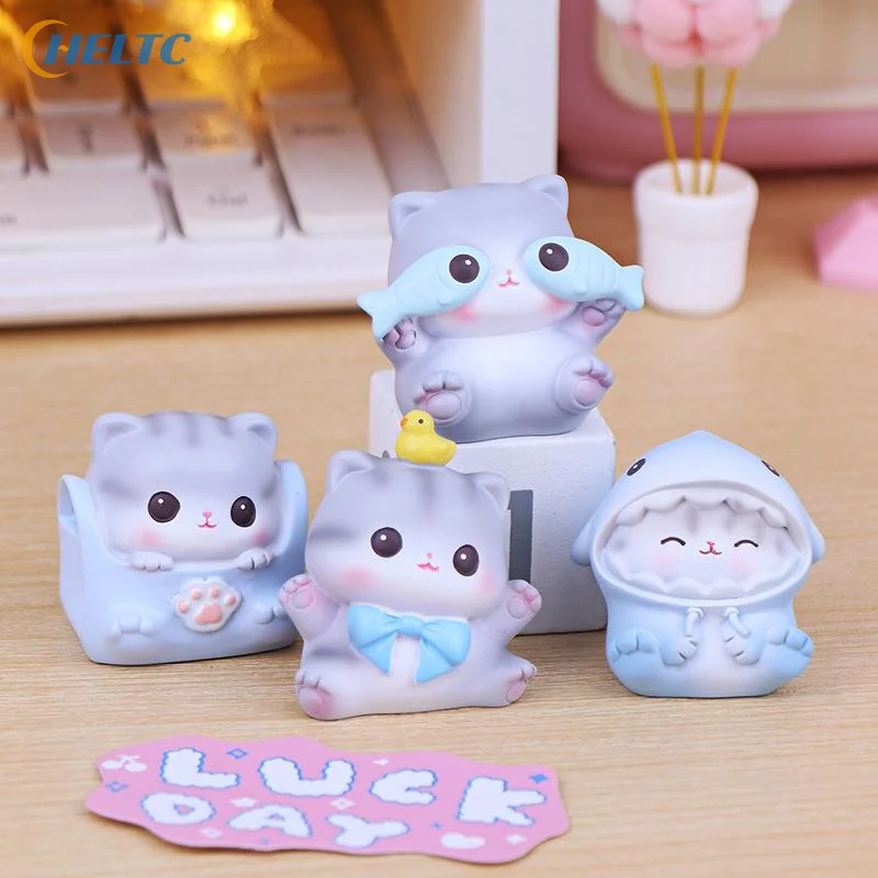 New Cute Resin Cat Mini Ornaments Office Desktop Kitten Car Doll Emotional Stability Healing Birthday Gift Home Decorations